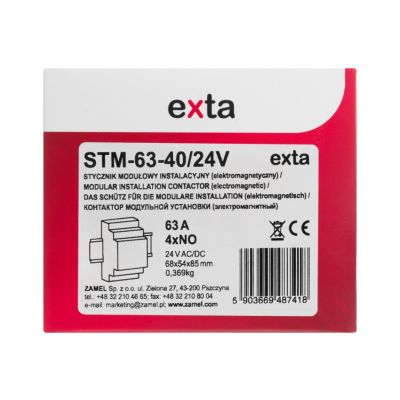 Stycznik modułowy instalacyjny 63A 4xNO 24V AC/DC TYP: STM-63-40/24V ZAMEL (EXT10000300-WUN)